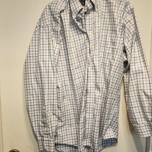 Jos. A. Bank Blue and White Plaid Casual Button Down Shirt